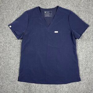 Figs Women's Scrub Top Technical Collection One Pocket V Neck Sz M Dark Blue
